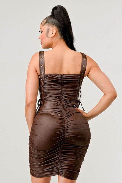 Athina Playful Soft Pu Mini Dress view 6 - Athina Dress Opt