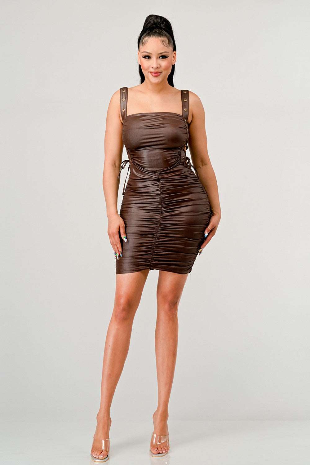 Athina Playful Soft Pu Mini Dress view 7 - Athina Dress Opt