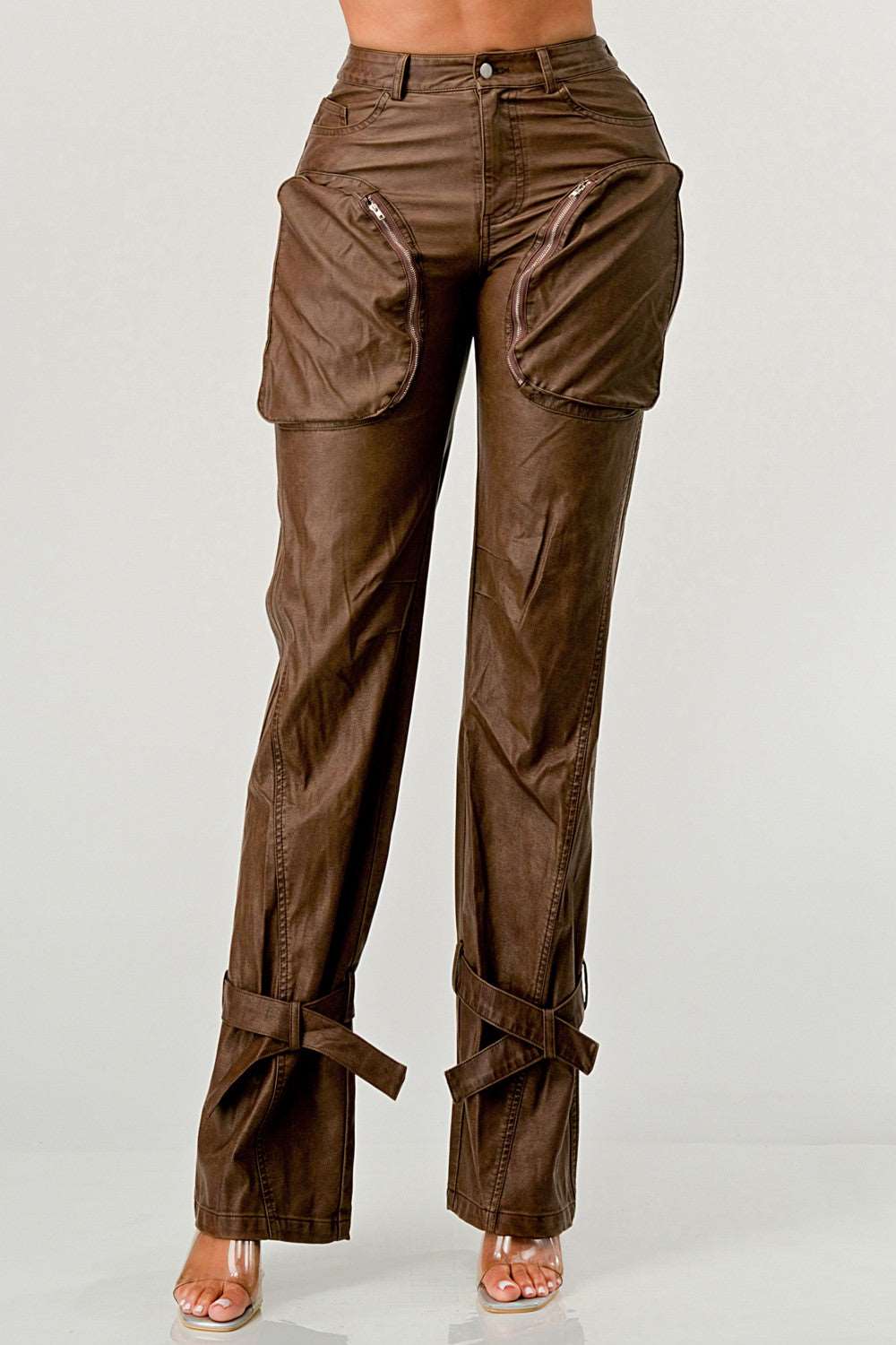 Athina Pu Brown Cargo Pants in Medium view 2 - Athina Pants (bottom)