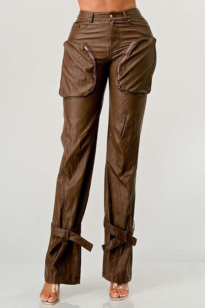 Athina Pu Brown Cargo Pants in Medium view 2 - Athina Pants (bottom)