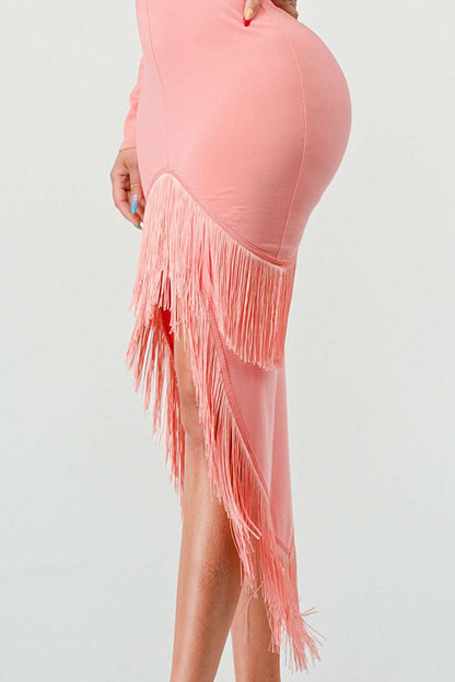 Athina Retail Blush Tassel Temptation Dress view 9 - Blush Fringe Dress