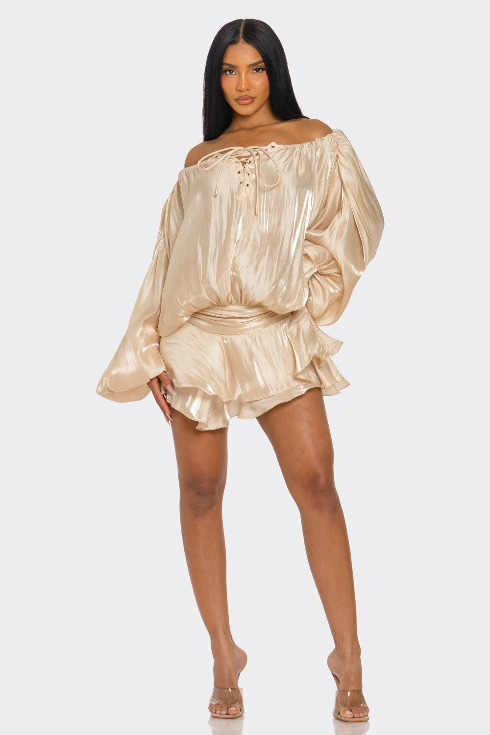 Athina Retail Champagne Dream Romper in L view 3 (one-piece)