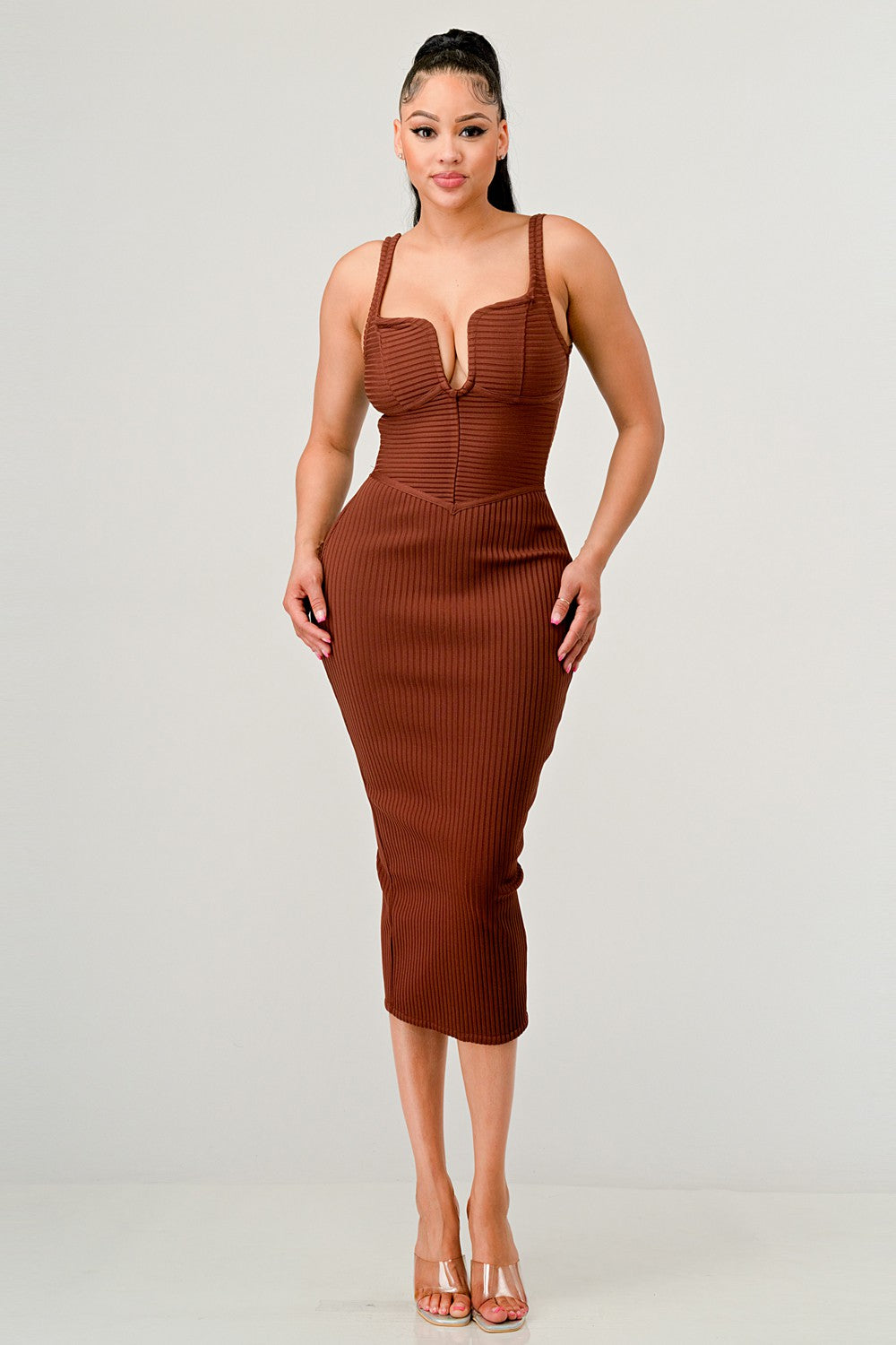 Athina Retail It Feels Like Fall Midi Dress in Medium view 2 - Fall Wardrobe Essential - Feel Like Dressing Up