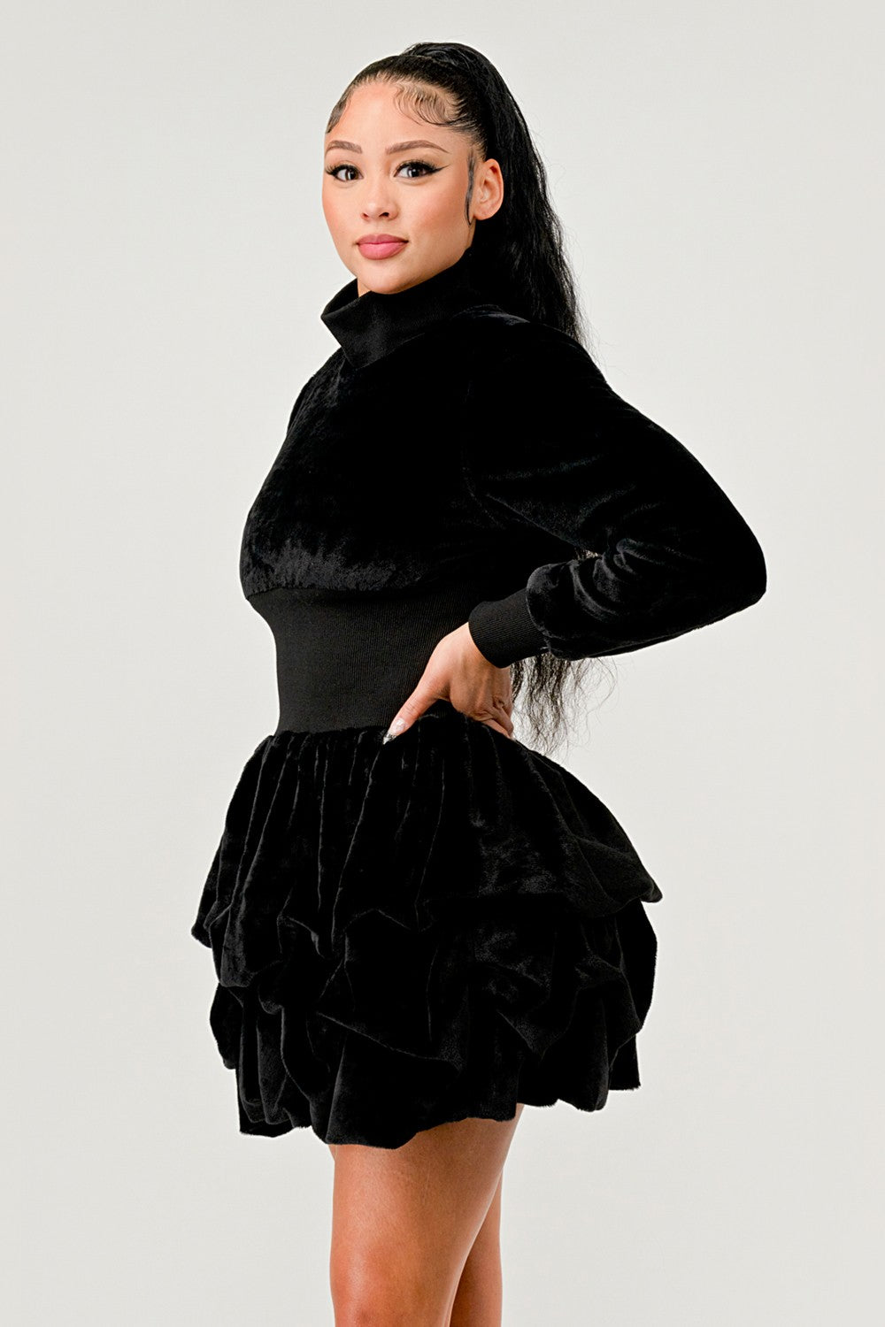 Athina Retail Merry Go Around Ruffle Long Sleeve Dress in Red view 4 - Long Dress