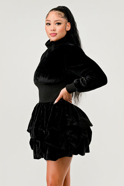 Athina Retail Merry Go Around Ruffle Long Sleeve Dress in Red view 4 - Long Dress