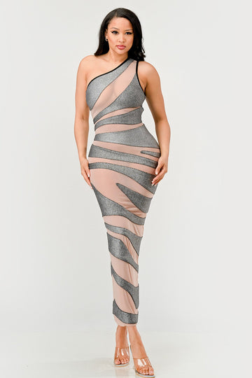 Athina Retail Metallic Bandage Mesh Insert Dress in Small - Metallic Bandage Dress House Of Cb