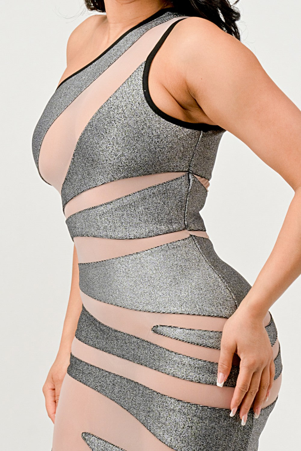 Athina Retail Metallic Bandage Mesh Insert Dress view 10 - Metallic Bandage Dress House Of Cb