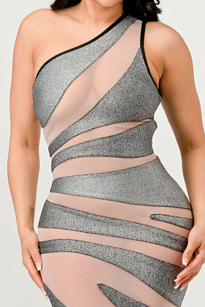 Athina Retail Metallic Bandage Mesh Insert Dress view 9 - Metallic Bandage Dress House Of Cb