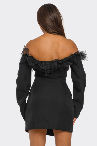 Athina Retail Off-shoulder Lace Blazer Dress in L view 6 - Casual Office Outfit - Off Shoulder Blazer Dress