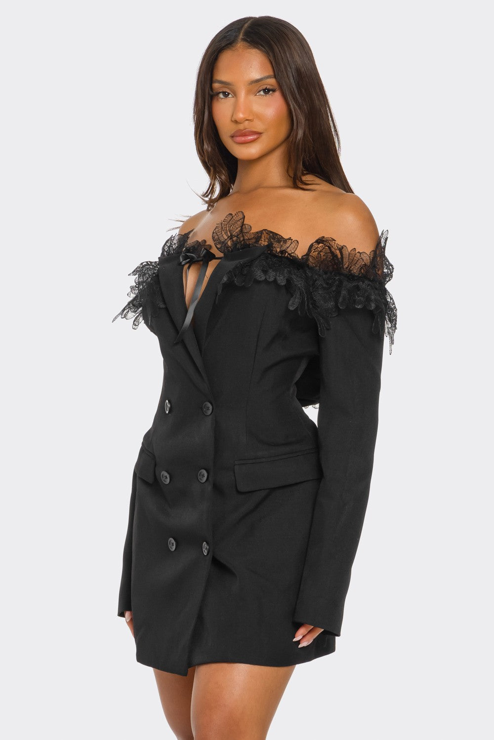 Athina Retail Off-shoulder Lace Blazer Dress in M view 4 - Casual Office Outfit - Off Shoulder Blazer Dress