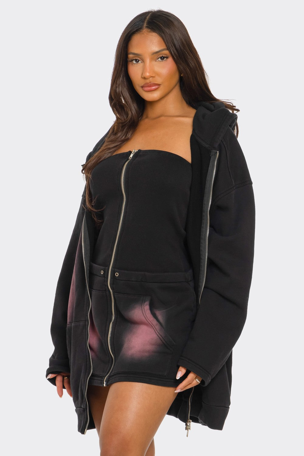 Athina Retail Oversized Ombre Hoodie Set in Large view 3 - Relaxed Fit - Set Hoodie (top)
