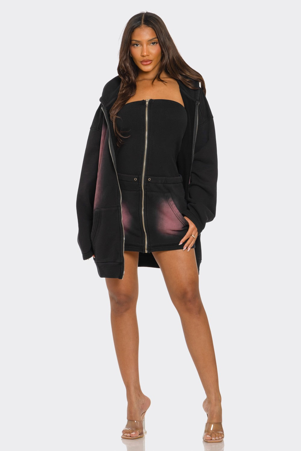 Athina Retail Oversized Ombre Hoodie Set view 5 - Relaxed Fit - Set Hoodie (top)