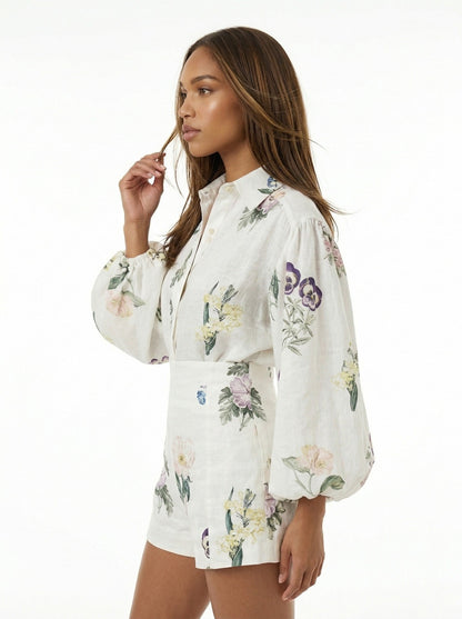 Athina Retail Painterly Botanical Linen Blouson Two-piece Set view 5 - Linen Blousons (one-piece)