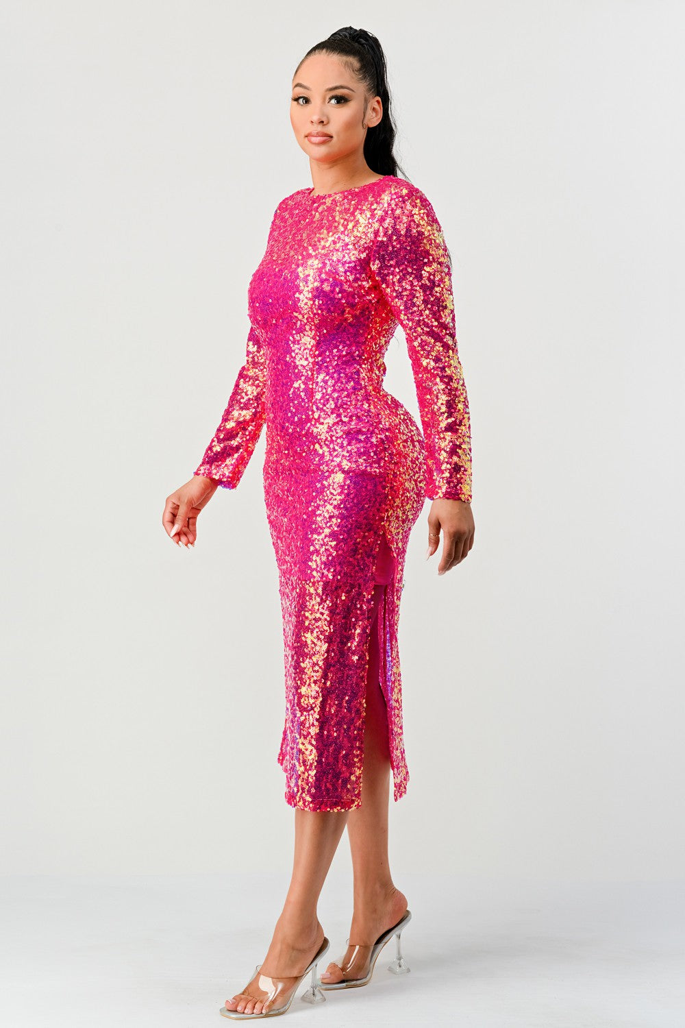 Athina Retail Radiant Sequin Ombre Midi Dress view 4 - Elyssa Radiance Sequin Dress