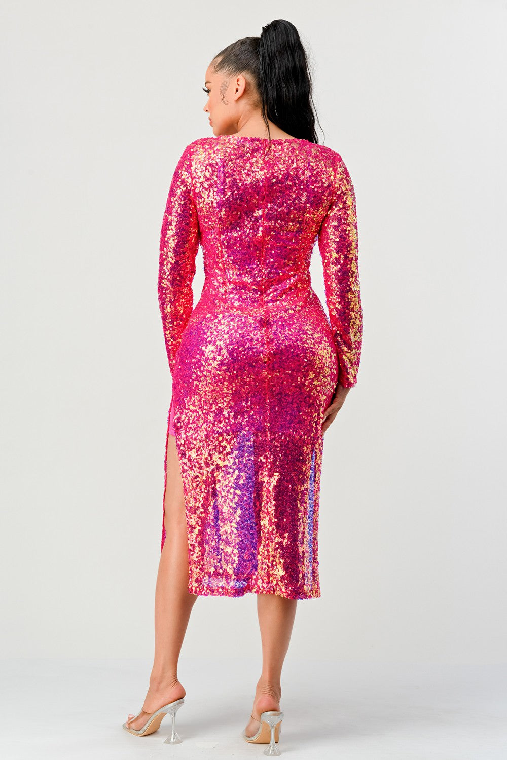 Athina Retail Radiant Sequin Ombre Midi Dress view 5 - Elyssa Radiance Sequin Dress