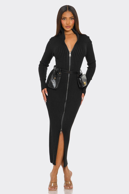 Athina Retail Ribbed Knit Utility Midi Dress in M view 4 - Fall Wardrobe Essential