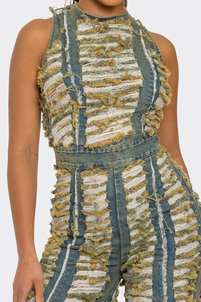 Athina Retail Sahara Fringe Textured Jumpsuit view 6 (one-piece)