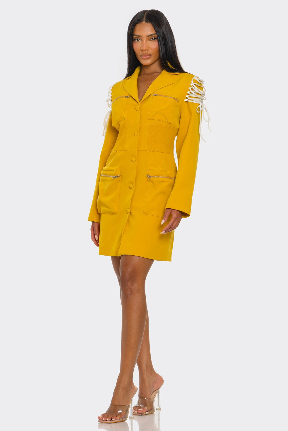 Athina Retail Savina Utility Lace-up Blazer Dress view 4 - Casual Office Outfit - Dress Blazer
