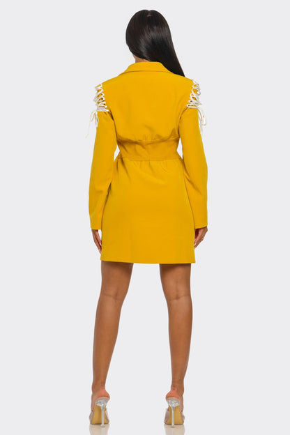 Athina Retail Savina Utility Lace-up Blazer Dress view 5 - Casual Office Outfit - Dress Blazer