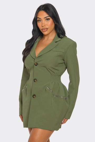 Athina Retail Tailored Utility Blazer Dress in M view 2 - Casual Office Outfit - Tailored Utility Jacket