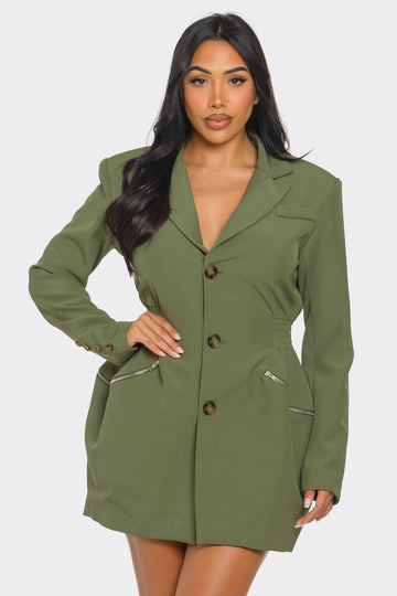 Athina Retail Tailored Utility Blazer Dress in S - Casual Office Outfit - Tailored Utility Jacket