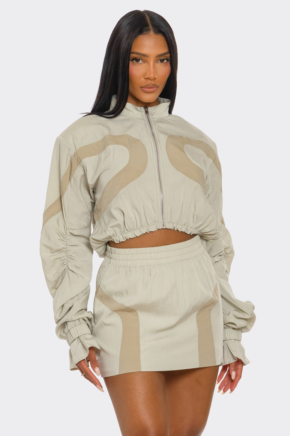 Athina Retail Two-tone Nylon Windbreaker Skirt Set in S