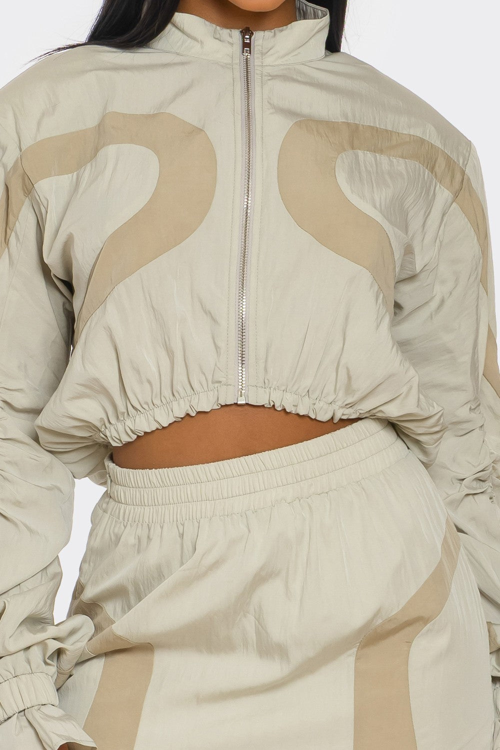 Athina Retail Two-tone Nylon Windbreaker Skirt Set view 5