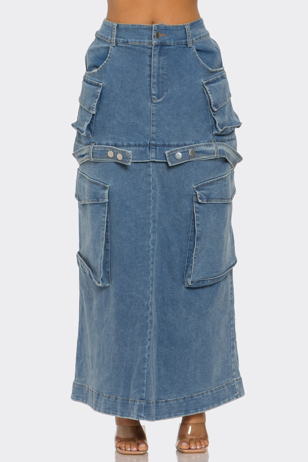 Athina Retail Utility Denim Maxi Skirt in L view 3 - Utility Maxi Skirt (dress)
