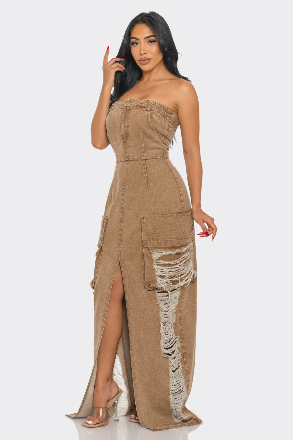 Athina Retail Vintage Washed Distressed Cargo Maxi Dress view 5 - Vintage Washed Clothes