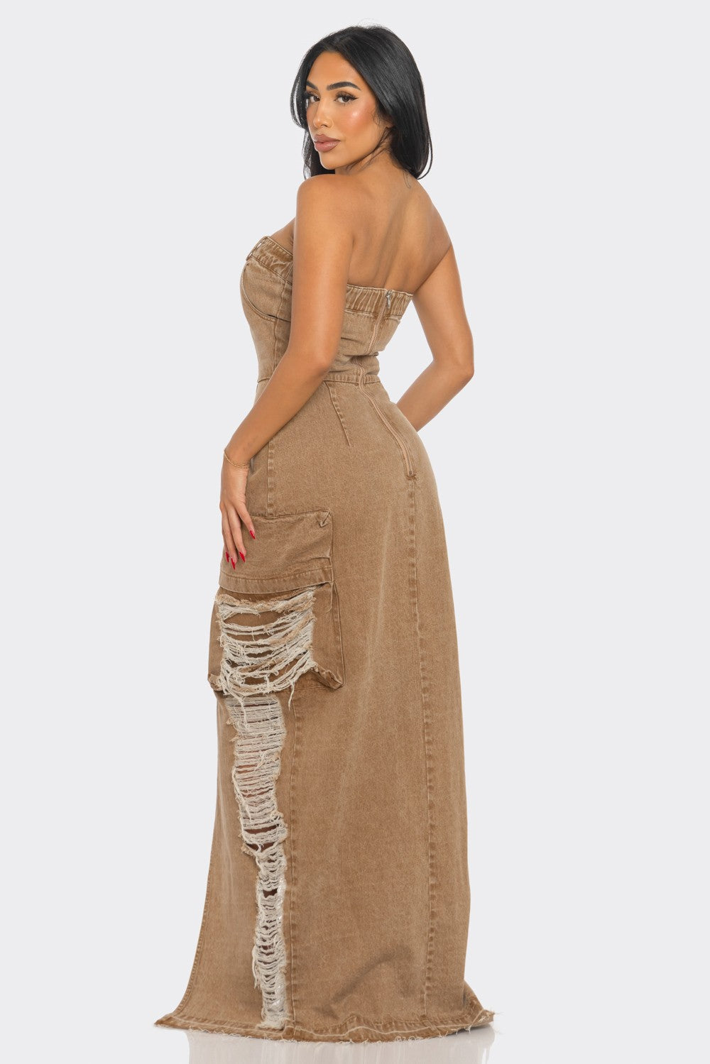 Athina Retail Vintage Washed Distressed Cargo Maxi Dress view 6 - Vintage Washed Clothes