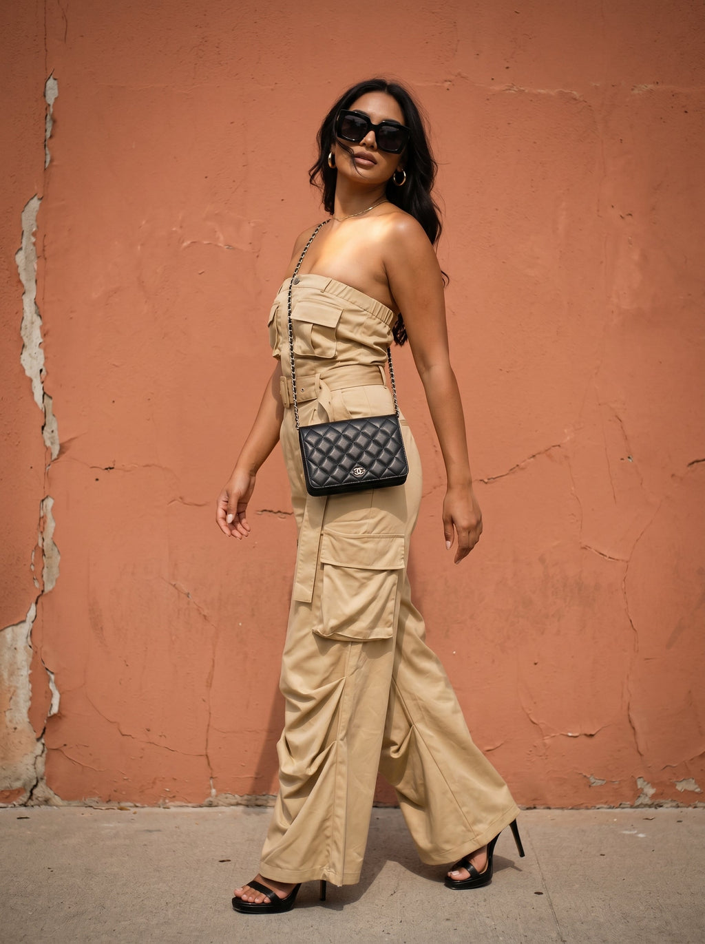 Athina Safari Multi Pocket Belted Jumpsuit view 4 (one-piece) - belted jumpsuit, pocket belted jumpsuit - shop at us.meeeshop