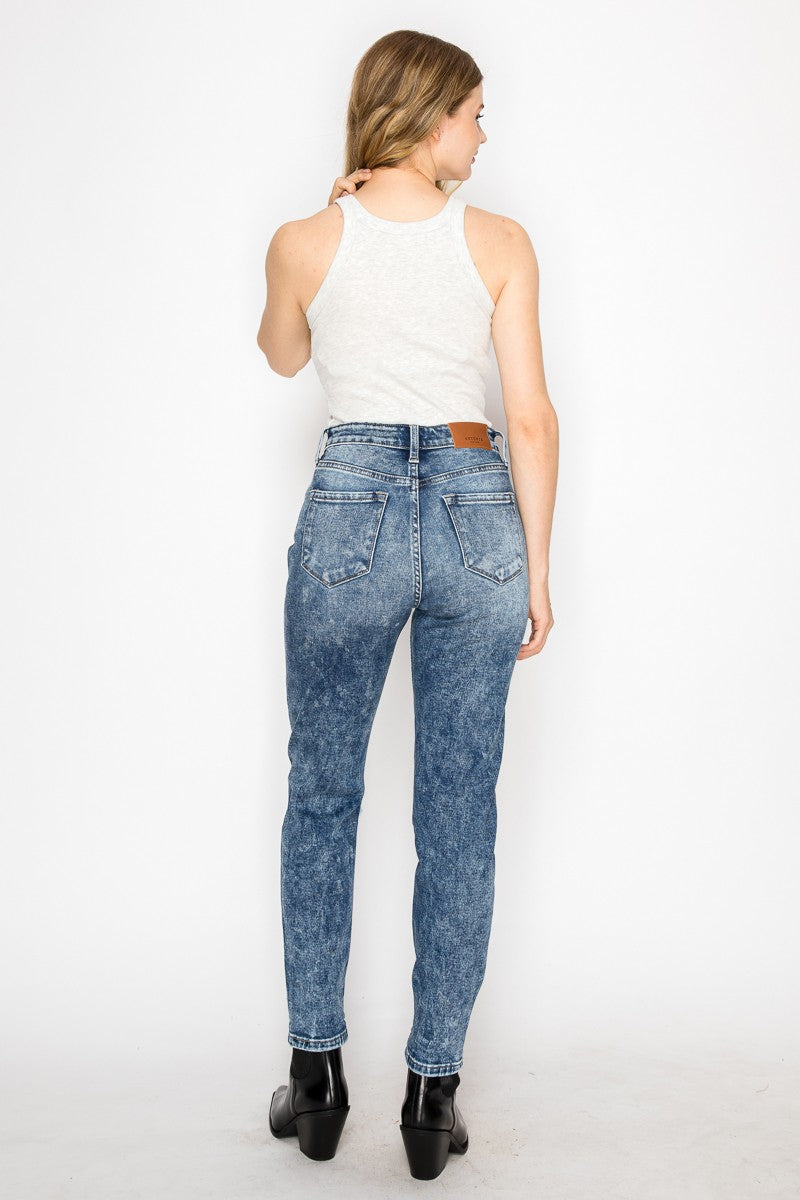 Aubree High Rise Stretch Distressed Mom Jeans in 13 (30) view 7 - High-Waisted (bottom)