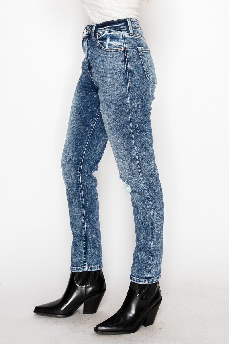 Aubree High Rise Stretch Distressed Mom Jeans in 5 (26) view 3 - High-Waisted (bottom)