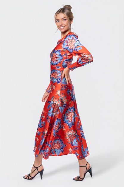 Audrey Dress Long Sleeve (red/blue) in L view 5