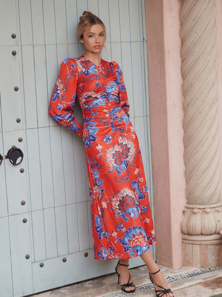Audrey Dress Long Sleeve (red/blue) in M view 4
