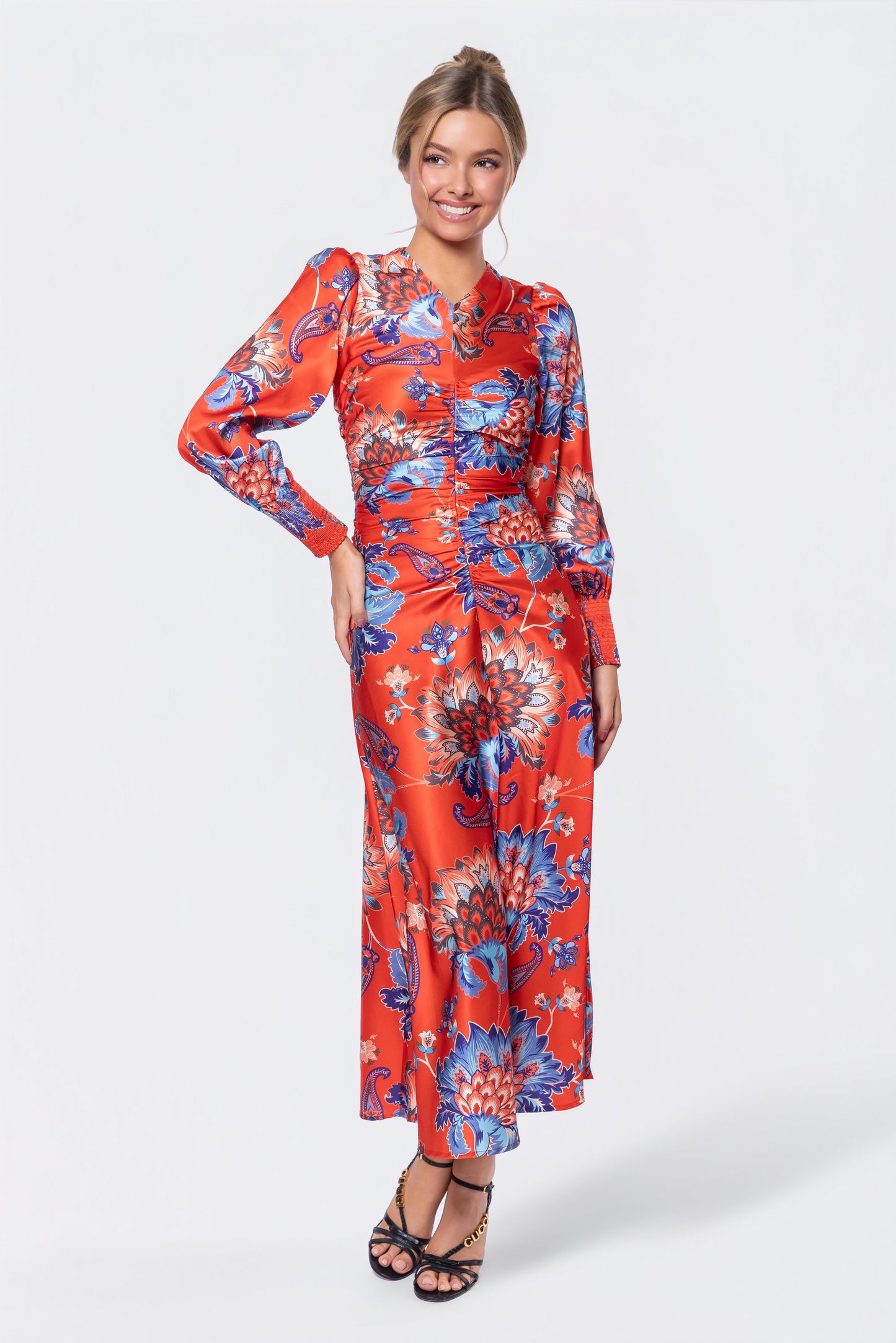 Audrey Dress Long Sleeve (red/blue) in XXS