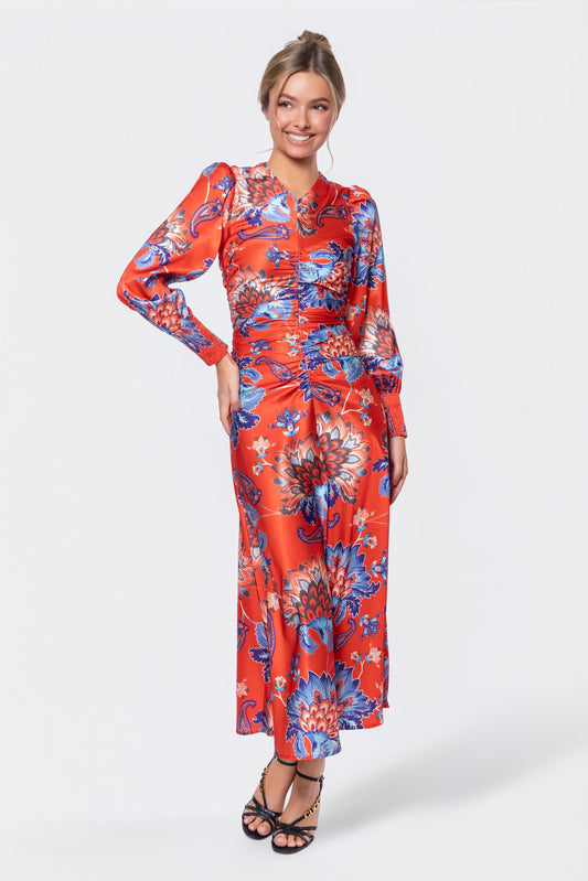 Audrey Dress Long Sleeve (red/blue) in XXS