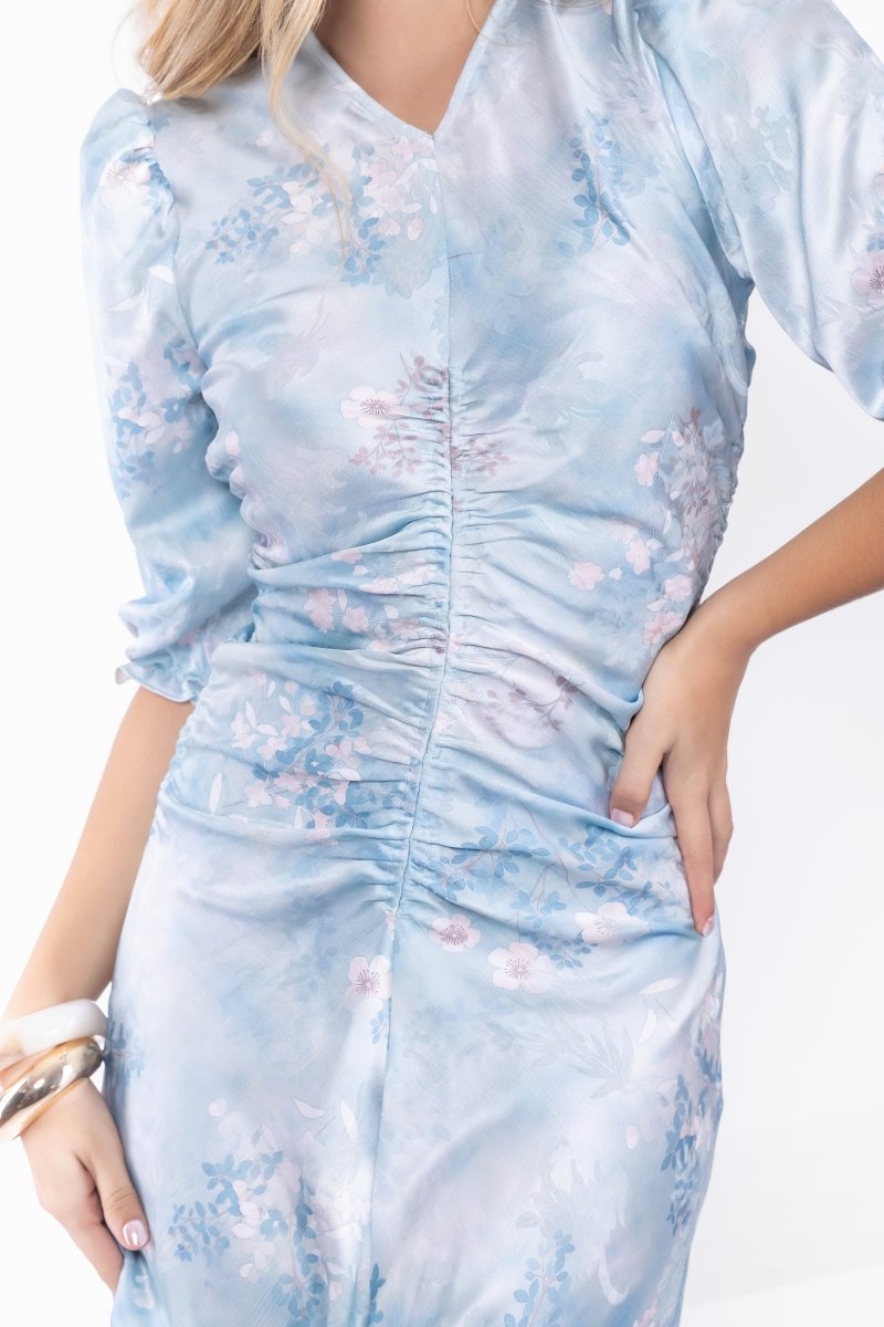Audrey Dress Short Sleeve (light Blue Flower) XL view 6 (dress) - audrey mini dress, audrey mini dress  - shop at us.meeeshop