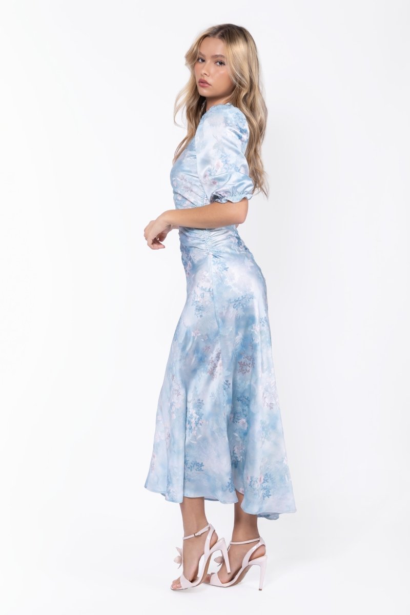 Audrey Dress Short Sleeve (light Blue Flower) S view 3 (dress) - audrey mini dress, audrey mini dress f - shop at us.meeeshop