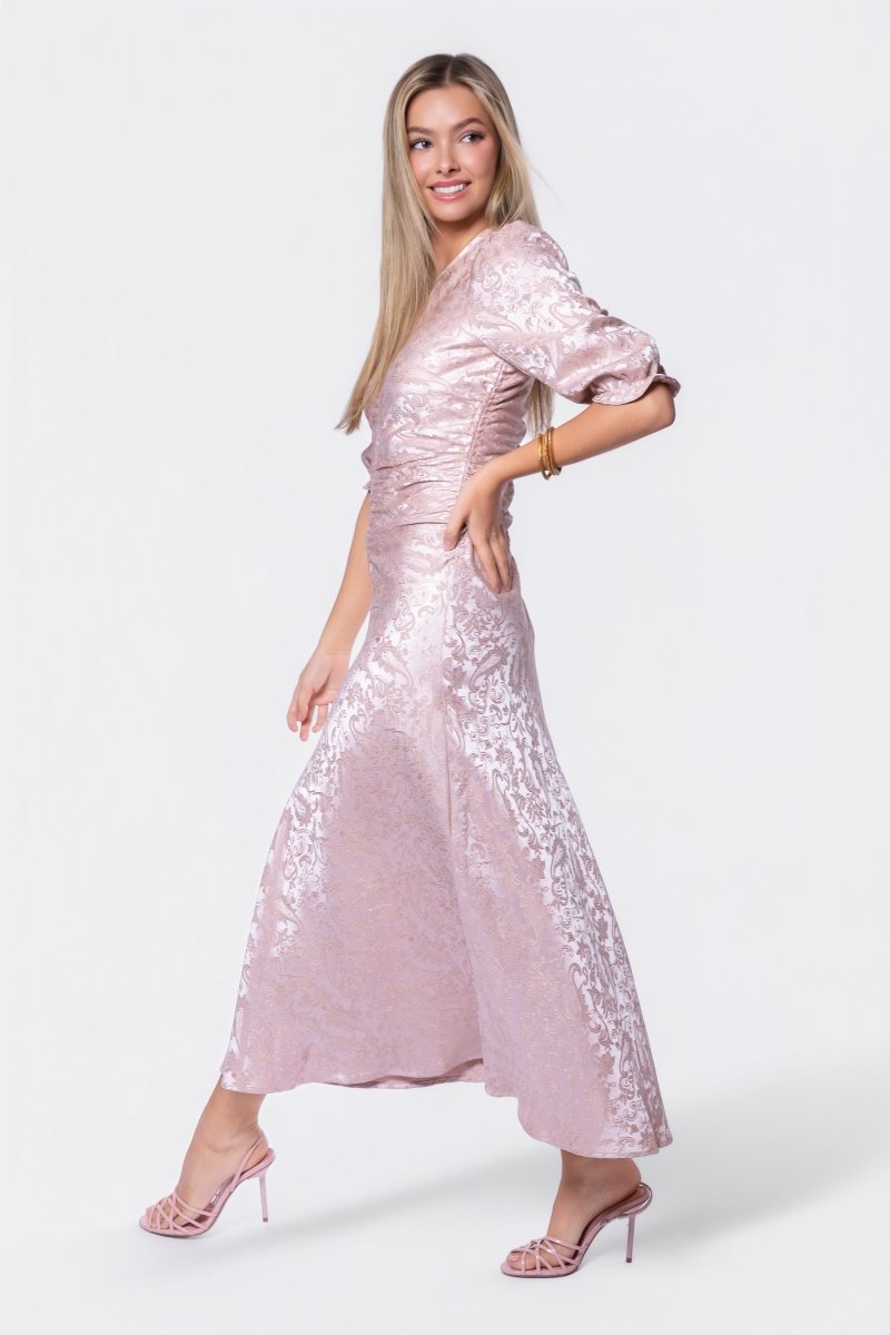 Audrey Dress Short Sleeve (light Pink/khaki) S view 3 (dress) - audrey mini dress, audrey mini dress fr - shop at us.meeeshop
