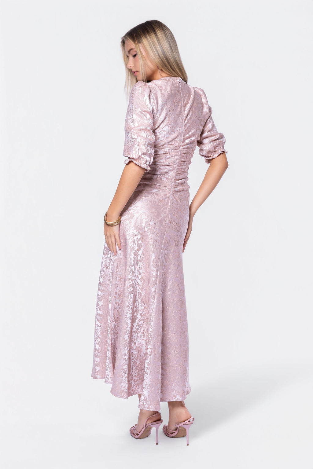 Audrey Dress Short Sleeve (light Pink/khaki) L view 5 (dress) - audrey mini dress, audrey mini dress fr - shop at us.meeeshop