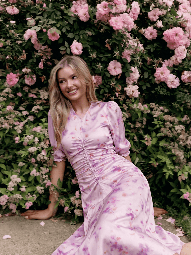 Audrey Dress Short Sleeve (pink/purple) XS view 2 (dress) - audrey mini dress, audrey mini dress franki - shop at us.meeeshop