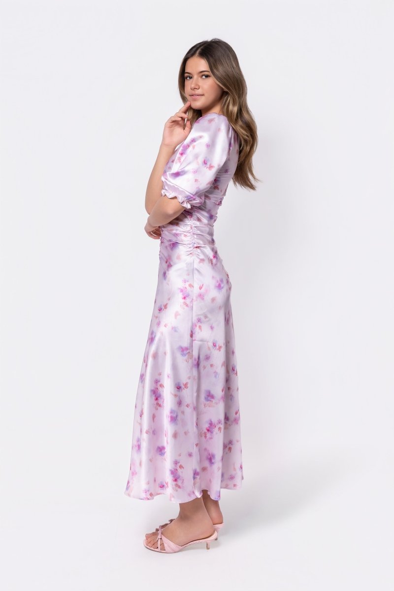 Audrey Dress Short Sleeve (pink/purple) M view 4 (dress) - audrey mini dress, audrey mini dress frankie - shop at us.meeeshop