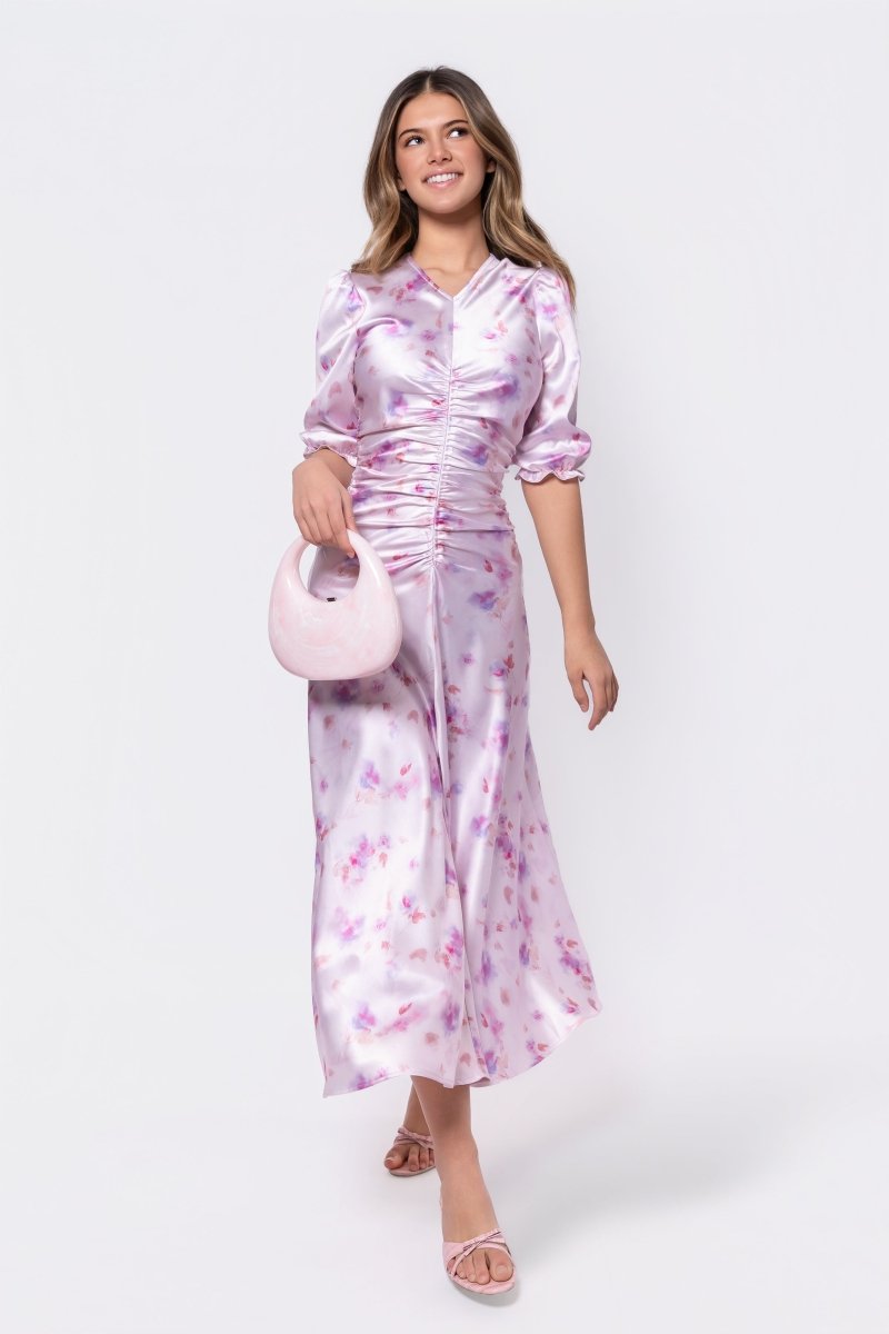 Audrey Dress Short Sleeve (pink/purple) view 7 (dress) - audrey mini dress, audrey mini dress frankies, - shop at us.meeeshop