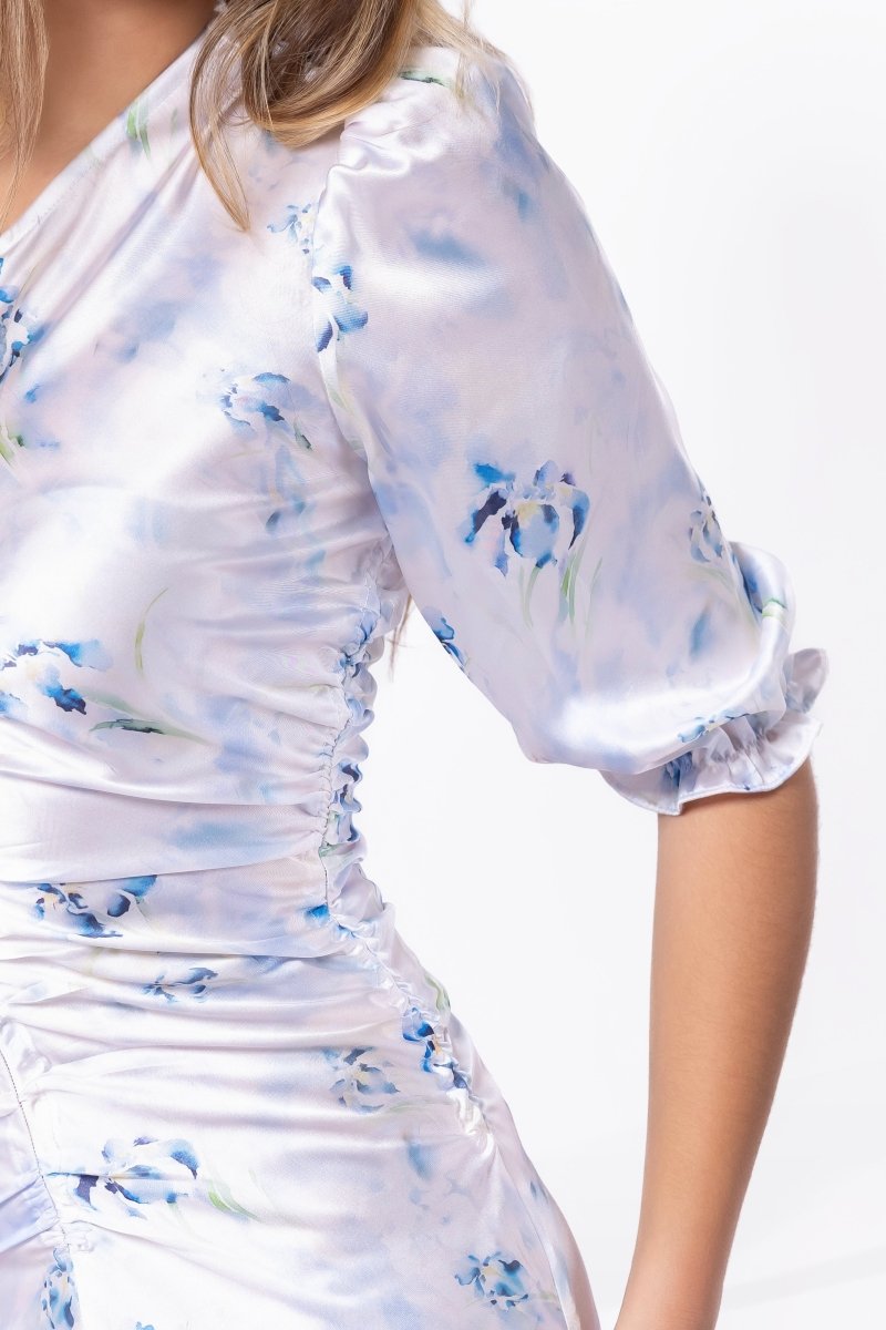 Audrey Dress Short Sleeve (white/blue) L view 4 (dress) - audrey mini dress, audrey mini dress frankies - shop at us.meeeshop