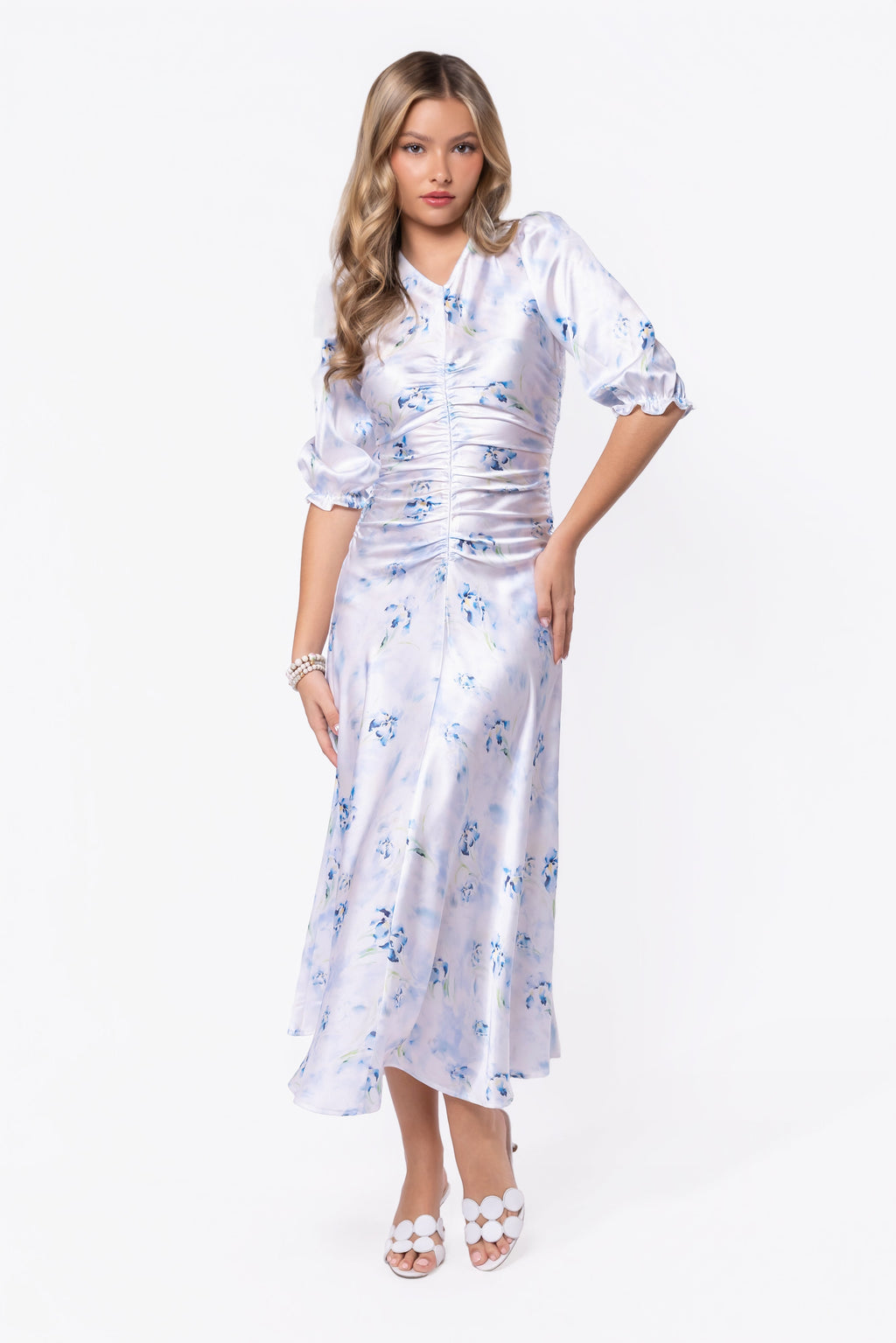 Audrey Dress Short Sleeve (white/blue) XS (dress) - audrey mini dress, audrey mini dress frankies, audr - shop at us.meeeshop