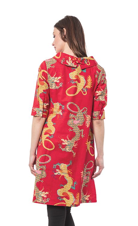 Audrey Retro Dress Red Dragons in L view 4 - Audrey Vintage Dress