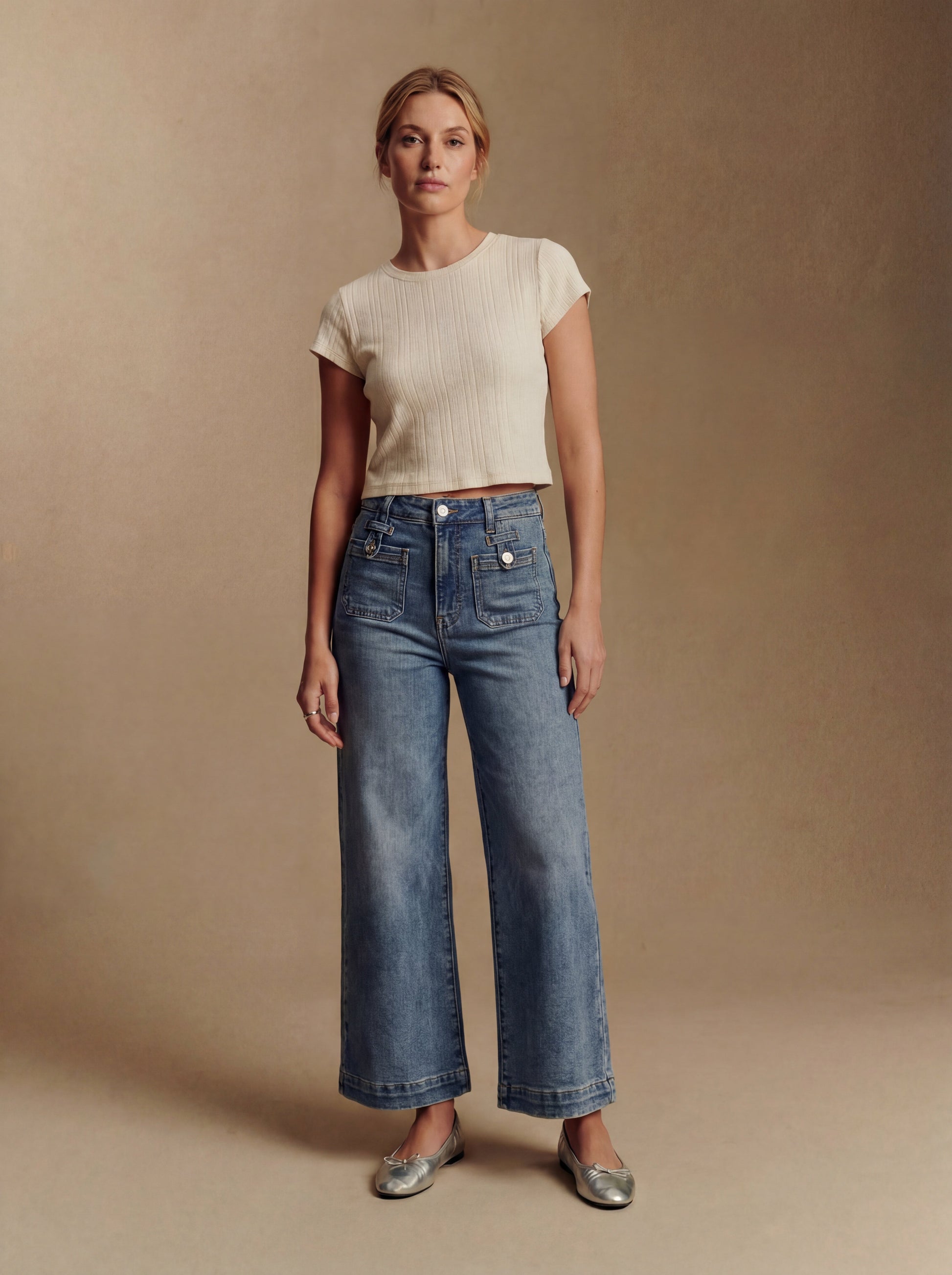 Aurelia Tummy Control High Rise Crop Palazzo Jeans view 14 - High-Waisted (bottom)