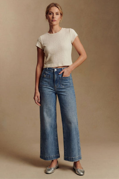 Aurelia Tummy Control High Rise Crop Palazzo Jeans in 5 (26) view 3 - High-Waisted (bottom)