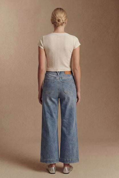 Aurelia Tummy Control High Rise Crop Palazzo Jeans in 7 (27) view 4 - High-Waisted (bottom)